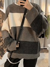 Herren-Strickpullover mit kontrastierenden Streifen und langen Ärmeln